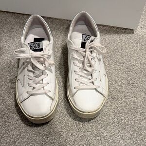 Golden Goose White and Silver Sneakers